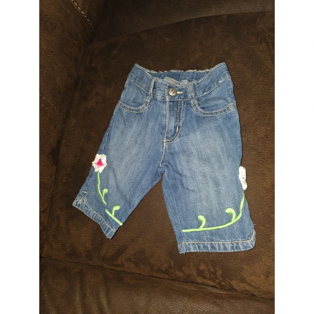 Gymboree rainbow cabana floral jean capris and shorts size 12 18‎ months
